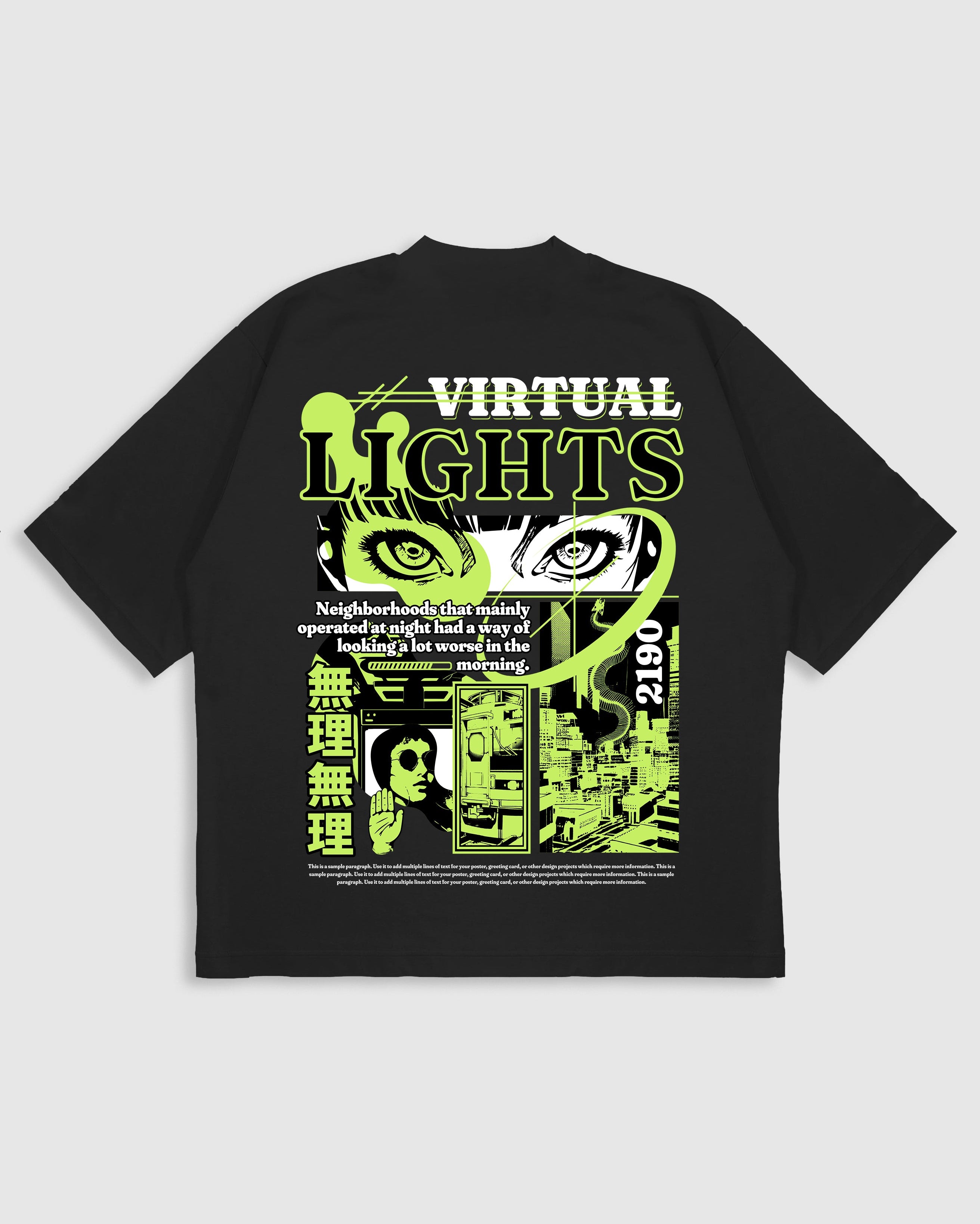 Virtual Lights Oversized Tshirt for Men and Women